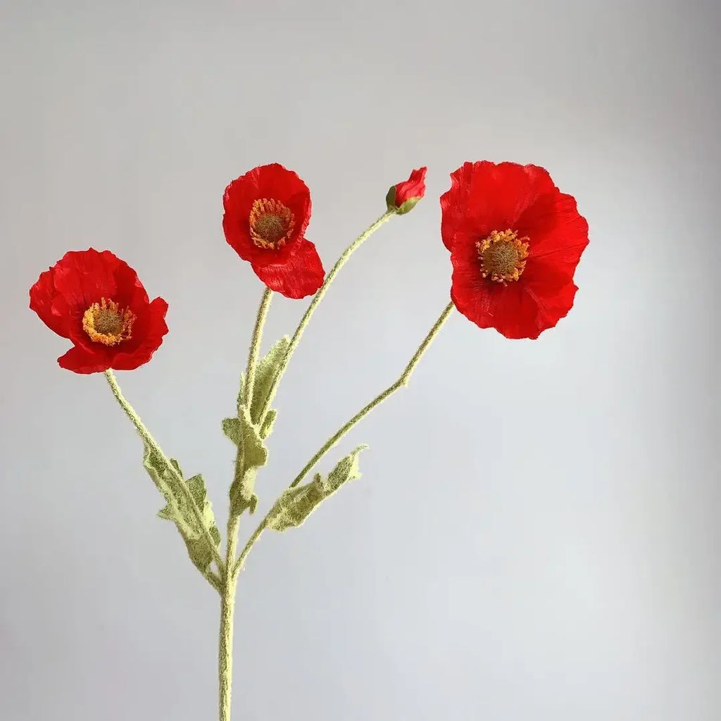 Artificial Flowers Fake Poppy Silk Flowers Long Stem Housewarming Garden Table Wedding DIY Party Wedding Bridal Bouquet Decor