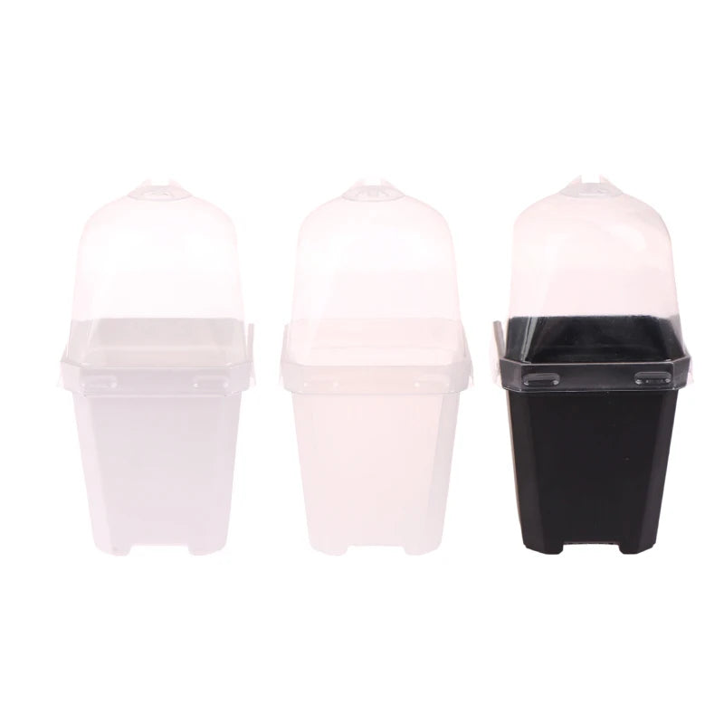 5Pcs Square Small Flower Pot Nursery Pot With Humidity Dome Transparent Gardening Pot Square Flower Starting Pots