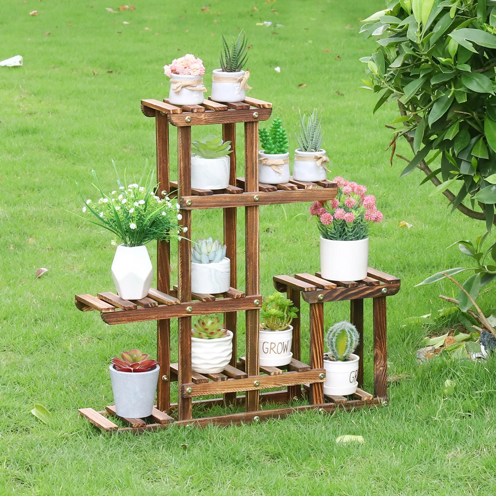Multi Tier Solid Pine Wood Plant Stand Holder Indoor Outdoor Flower Pot Succulent Rack Display Storage Shelf
