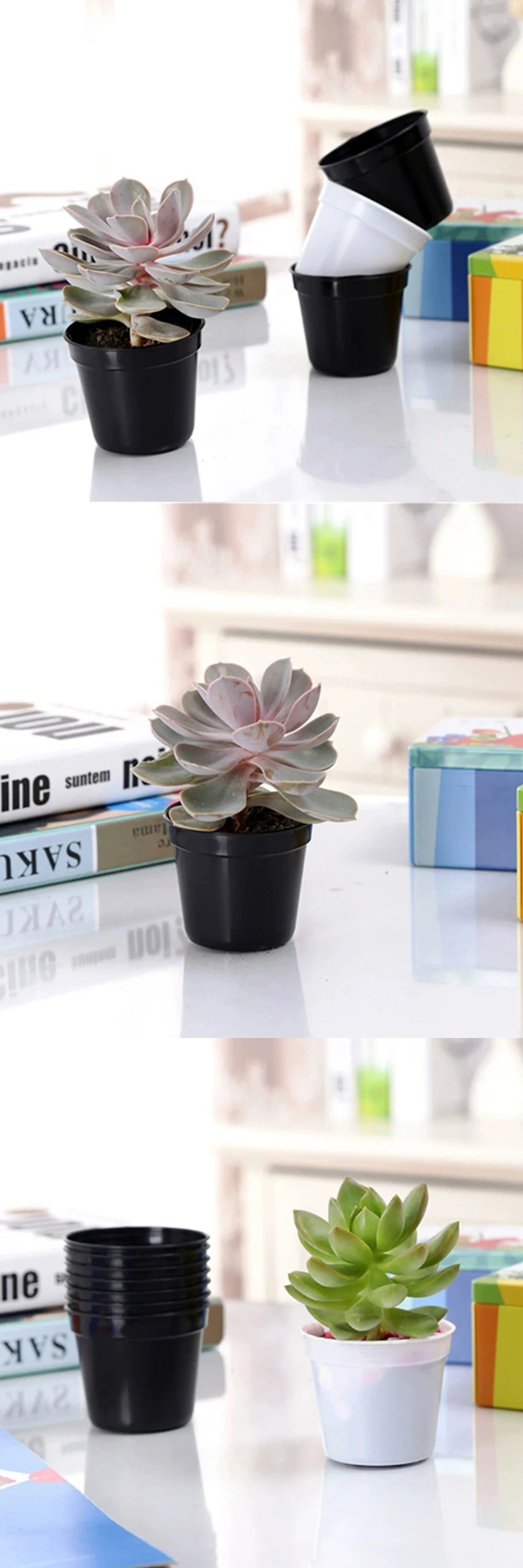 20 PCS Mini Seedling Pot Set Round Plastic Flowerpot Nursery with Drainage Holes Useful Garden Accessories Seedling Supplies ZYF