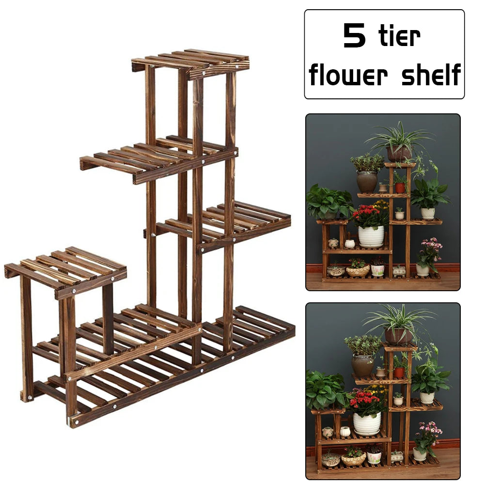 【Lifeideas】Rustic Large Multi-Tiered Wooden Plant Stand
