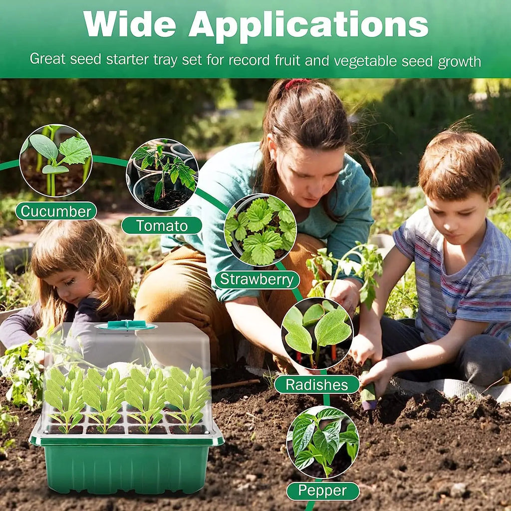 Timing Dimming Seedling Pots with Lights 12 Holes Thickened High Cover with Lights Seedling Pots Seedling Box Fill Light