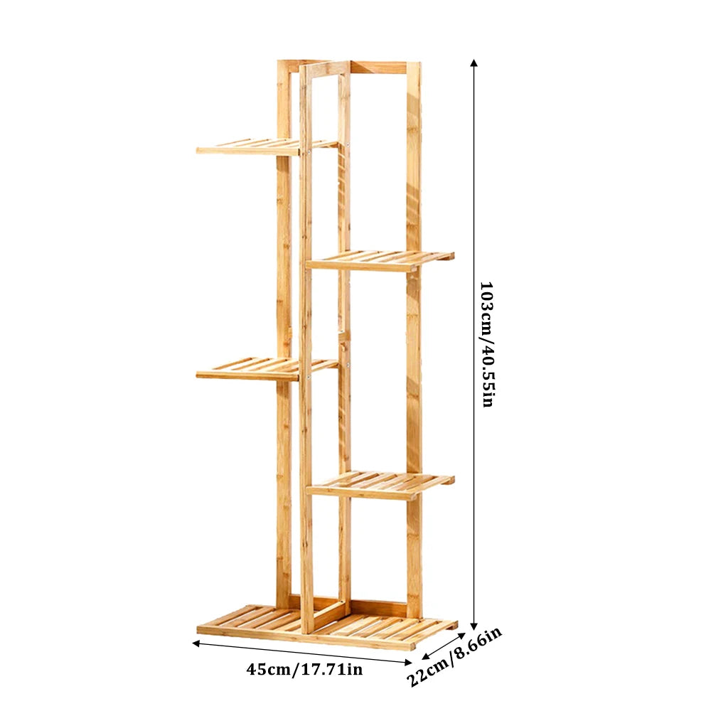 Wooden multi-layer flower pot rack, potted plant display rack, multi-functional storage rack