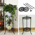 Retro 2-layer metal plant pot rack potted plant display stand balcony garden plant rack