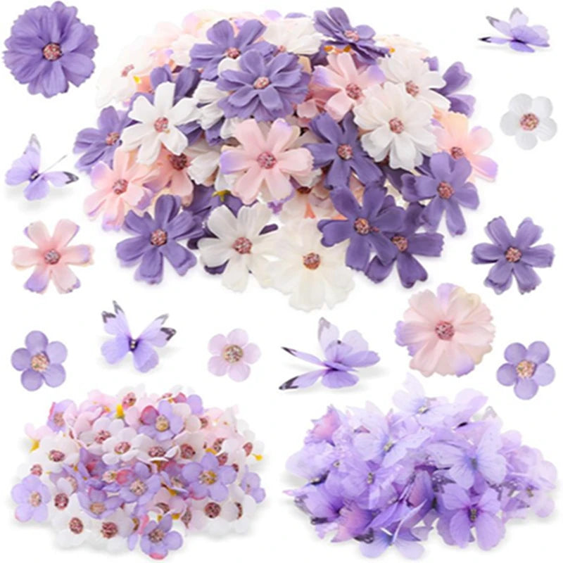Purple Artificial Flowers Silk Fake Flowers for Home Decor Garden Wedding Decoration Bride Craft Gifts Wreath Bouquet Accessory