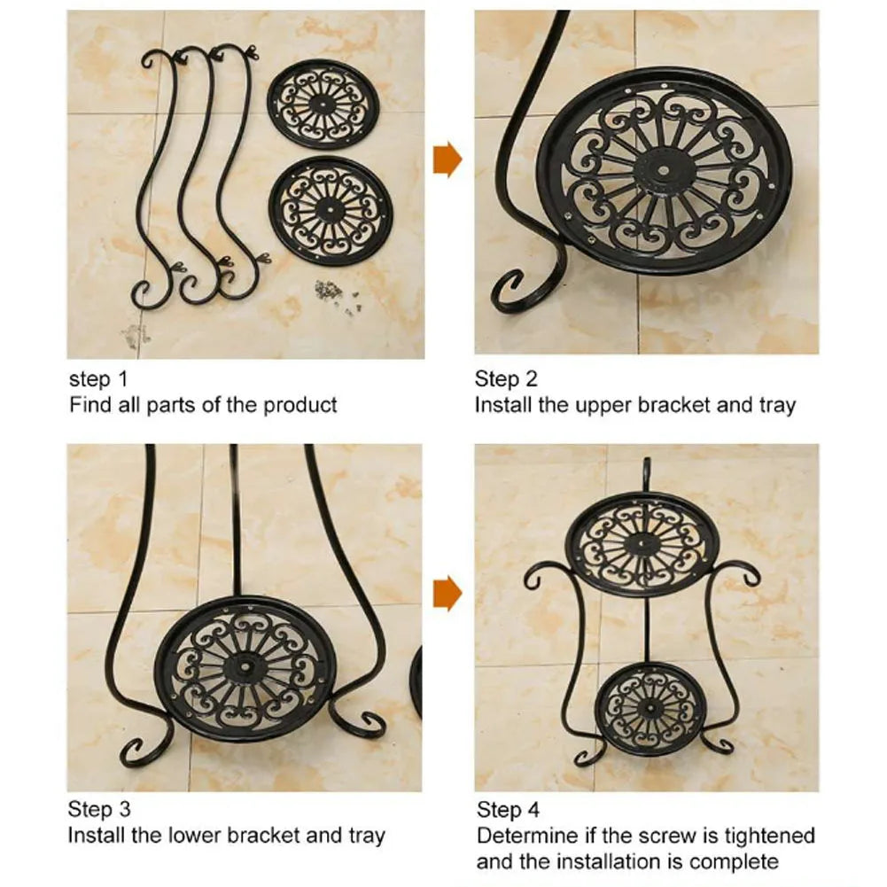 Double-layer retro metal plant stand flower pot display stand European style garden balcony flower pot rack