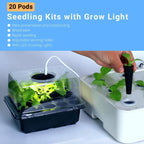 20 Hole Hydroponic Plant Seedling Pots with Intelligent Fill Light Seedling Tray for Fruit Vegetable Gardening Planting Supplies