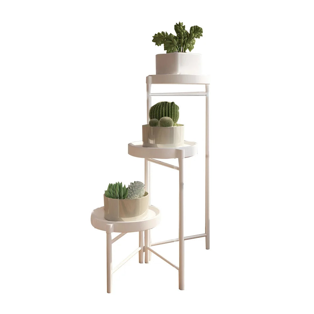 Metal Potted Plant Stand Foldable Multi-Tier Flower Shelf With Detachable Trays Display Rack For Corner Porch Garden Balcony