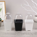 5Pcs Square Small Flower Pot Nursery Pot With Humidity Dome Transparent Gardening Pot Square Flower Starting Pots