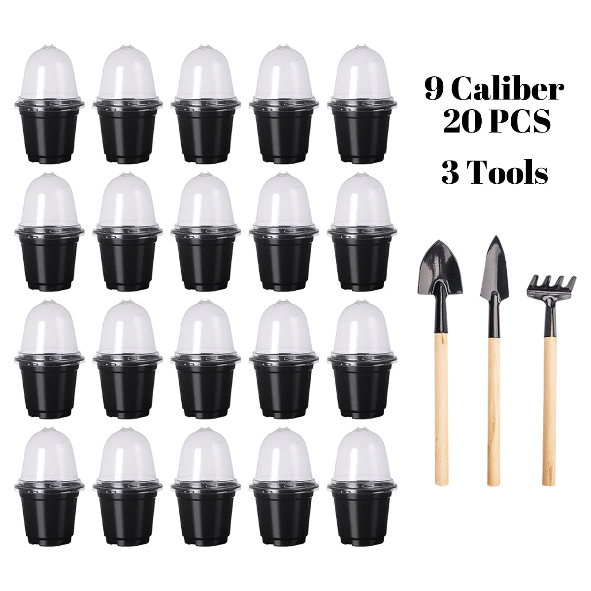 Plant Nursery Pots Humidity Dome Transparent Plastic Pot Planting Containers Cups Planter Small Seed Starting Trays Seedling