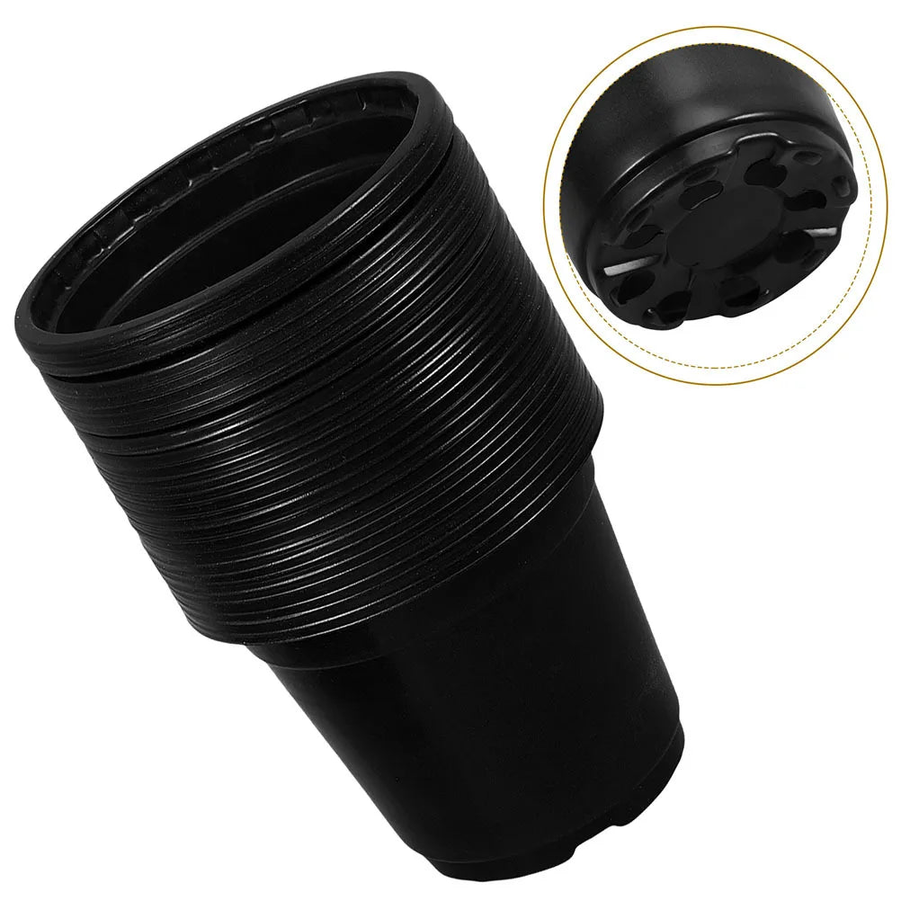 50pcs Black Flower Pots Small Plastic Nursery Pots For Plants With Drainage Ideal For Succulents Seedlings Garden Use