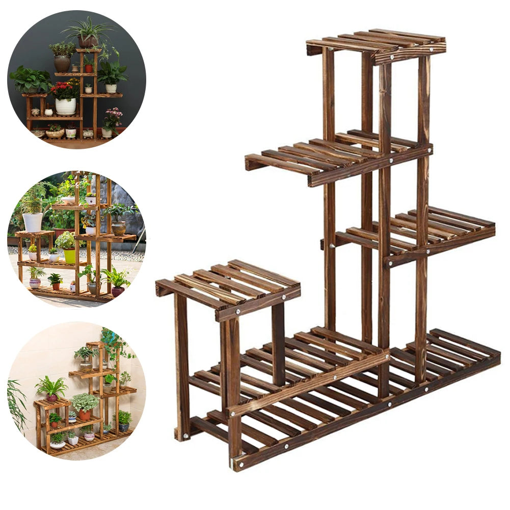 【Lifeideas】Rustic Large Multi-Tiered Wooden Plant Stand