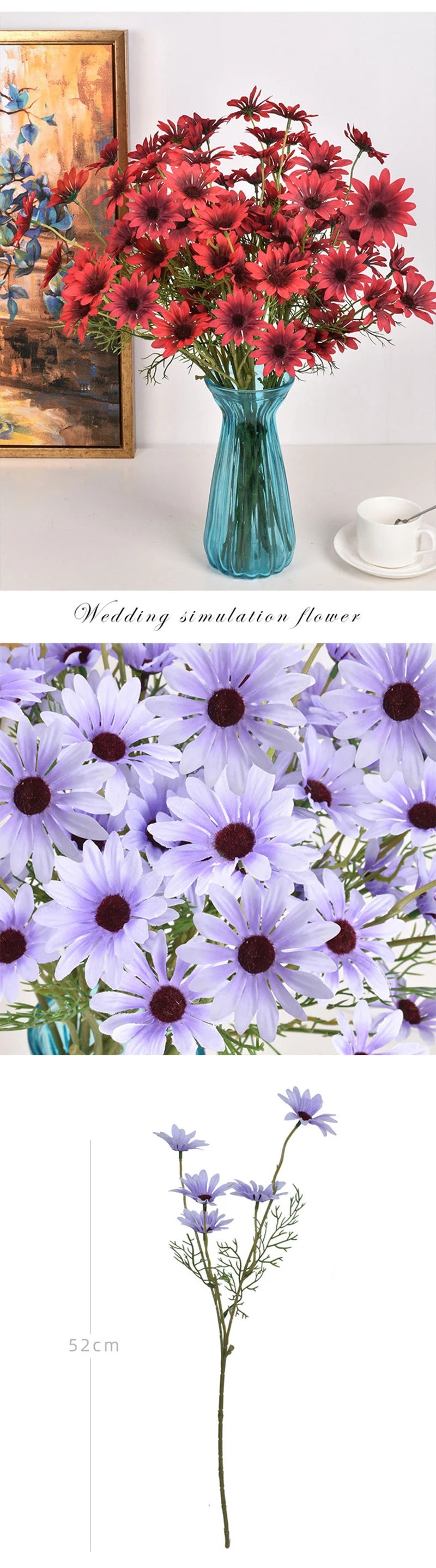 3/5/10Pcs Artificial White Daisy Flower Bouquet DIY Vase Home Garden Living Room Decoration Wedding Party Silk Fake Flowers