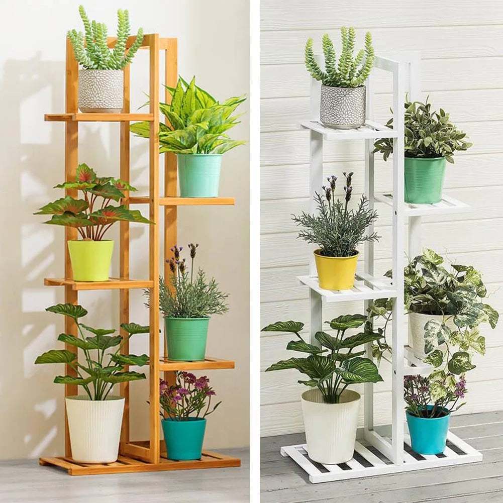 Wooden multi-layer flower pot rack, potted plant display rack, multi-functional storage rack