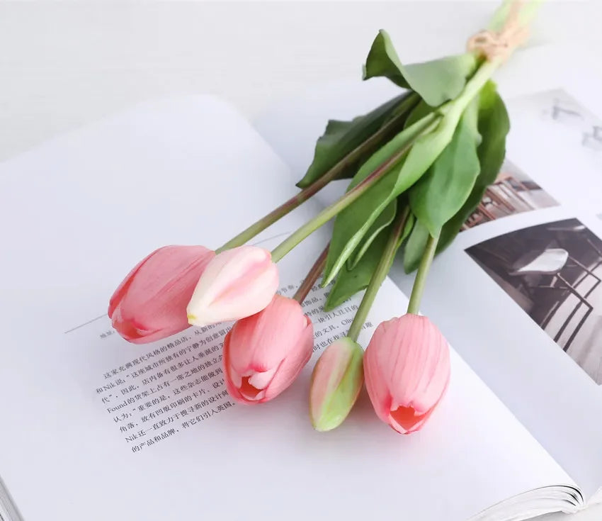 1/3/5PCS Tulips Artificial Flowers Real Touch Flowers Tulip Bouquet Decor Fake Tulips Flower for Home Wedding Decorations