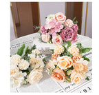 7 Heads Artificial Flowers Silk Peony Rose Hydrangea Bouquet Home Decorations Party Wedding Bride Fake Plants