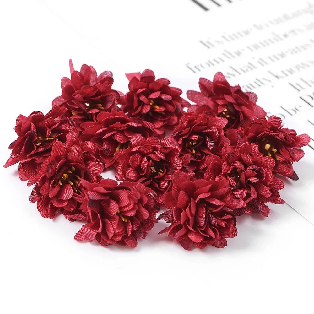 10/20/50Pcs Artificial Rose Mini Silk Flower Heads Simulated Flower Home Room Decoration DIY Wreath Accessories Wedding Decor