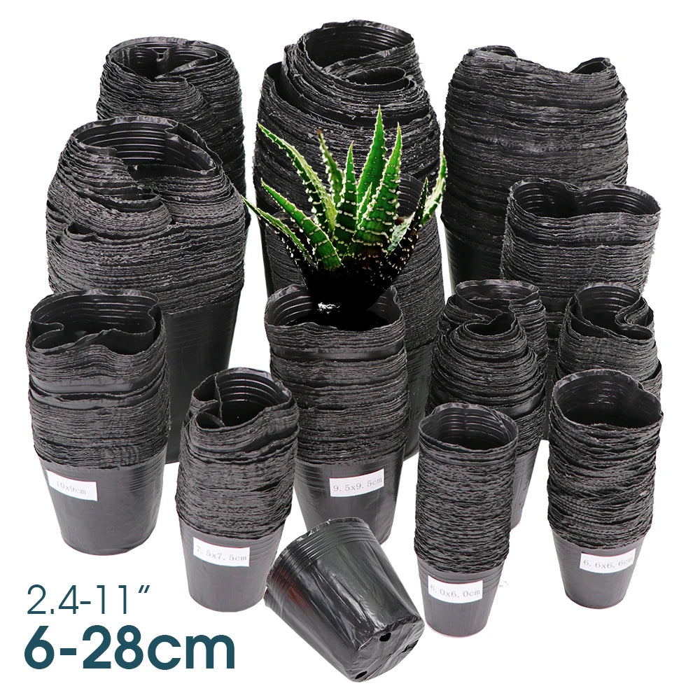 Black Plastic Seedling Pots Flower Plant Grow Container for Agriculture Vegetable Garden Nursery Transplant Growth Nutrition Bag
