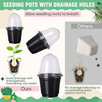 Plant Nursery Pots Humidity Dome Transparent Plastic Pot Planting Containers Cups Planter Small Seed Starting Trays Seedling