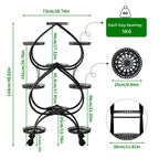 6-Tier Metal Plant Stand Heart-shaped Flower Stand Rack with Wheels for Indoor Outdoor Multiple Plants Shelf Rack