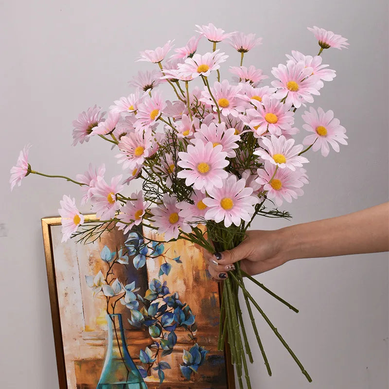 3/5/10Pcs Artificial White Daisy Flower Bouquet DIY Vase Home Garden Living Room Decoration Wedding Party Silk Fake Flowers