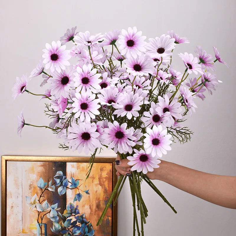 3/5/10Pcs Artificial White Daisy Flower Bouquet DIY Vase Home Garden Living Room Decoration Wedding Party Silk Fake Flowers