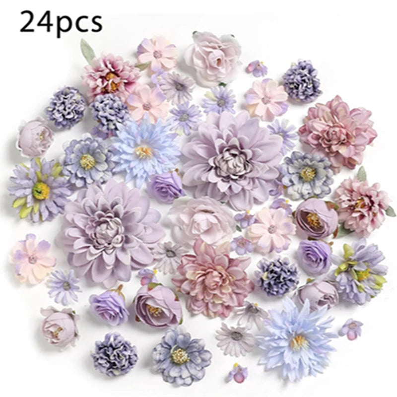 Purple Artificial Flowers Silk Fake Flowers for Home Decor Garden Wedding Decoration Bride Craft Gifts Wreath Bouquet Accessory