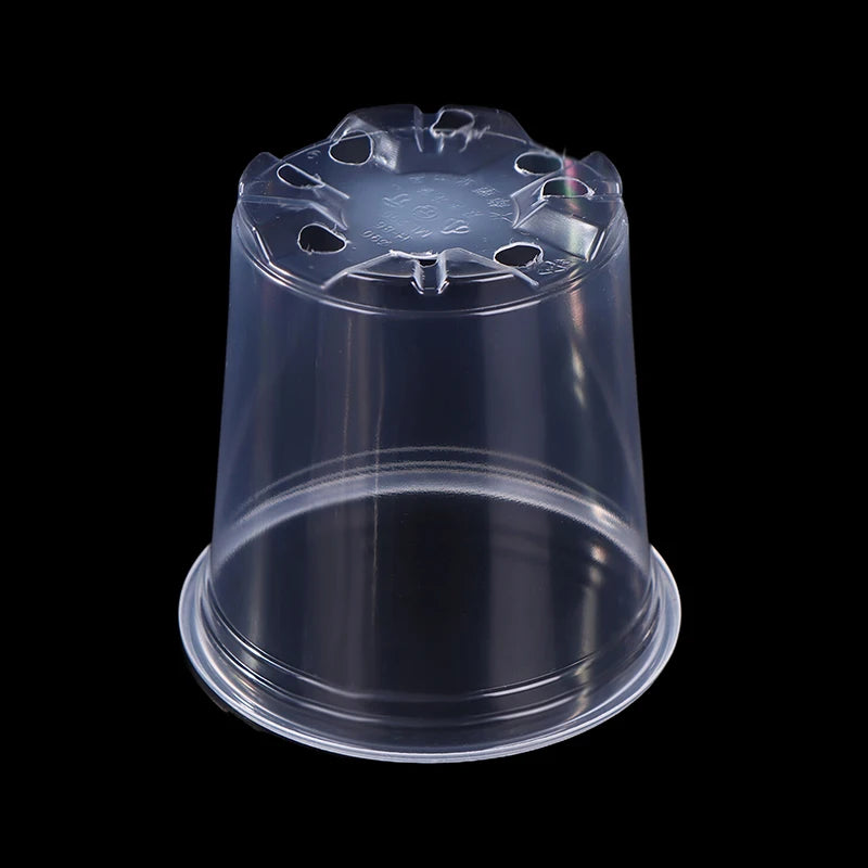 5 Pieces 6 Sizes 3/3.5/4/5/6/7 Inches Greenhouse Transparent Plastic Flowerpot Drainage Hole Pot Breathable Nursery Flower Pot