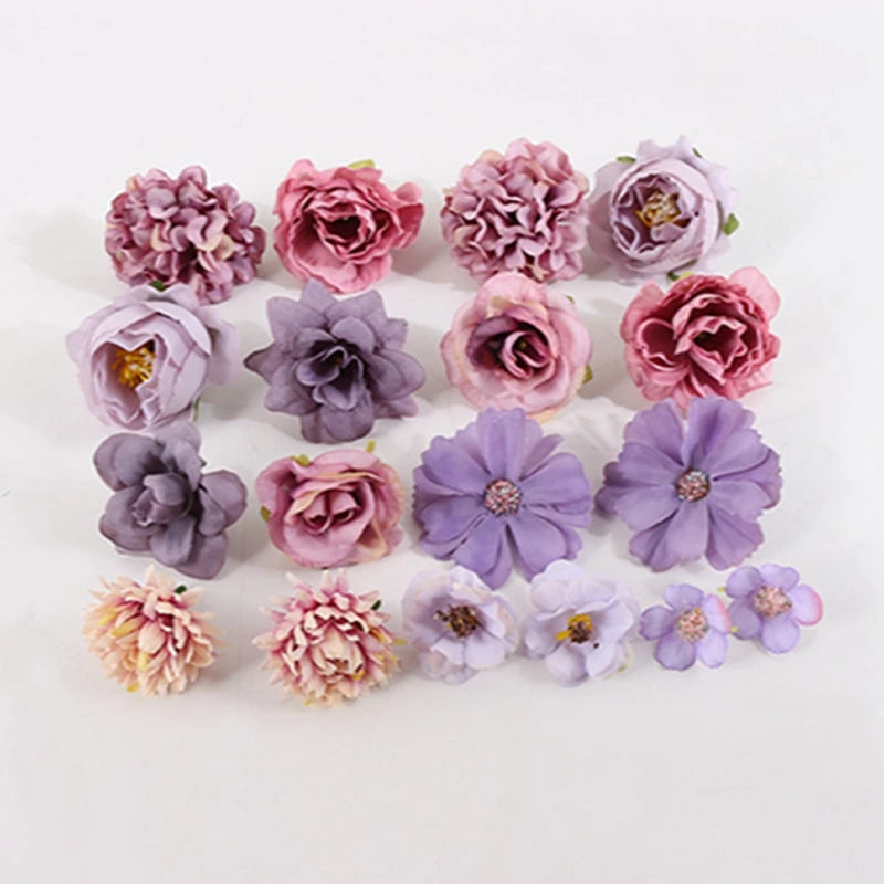 Purple Artificial Flowers Silk Fake Flowers for Home Decor Garden Wedding Decoration Bride Craft Gifts Wreath Bouquet Accessory