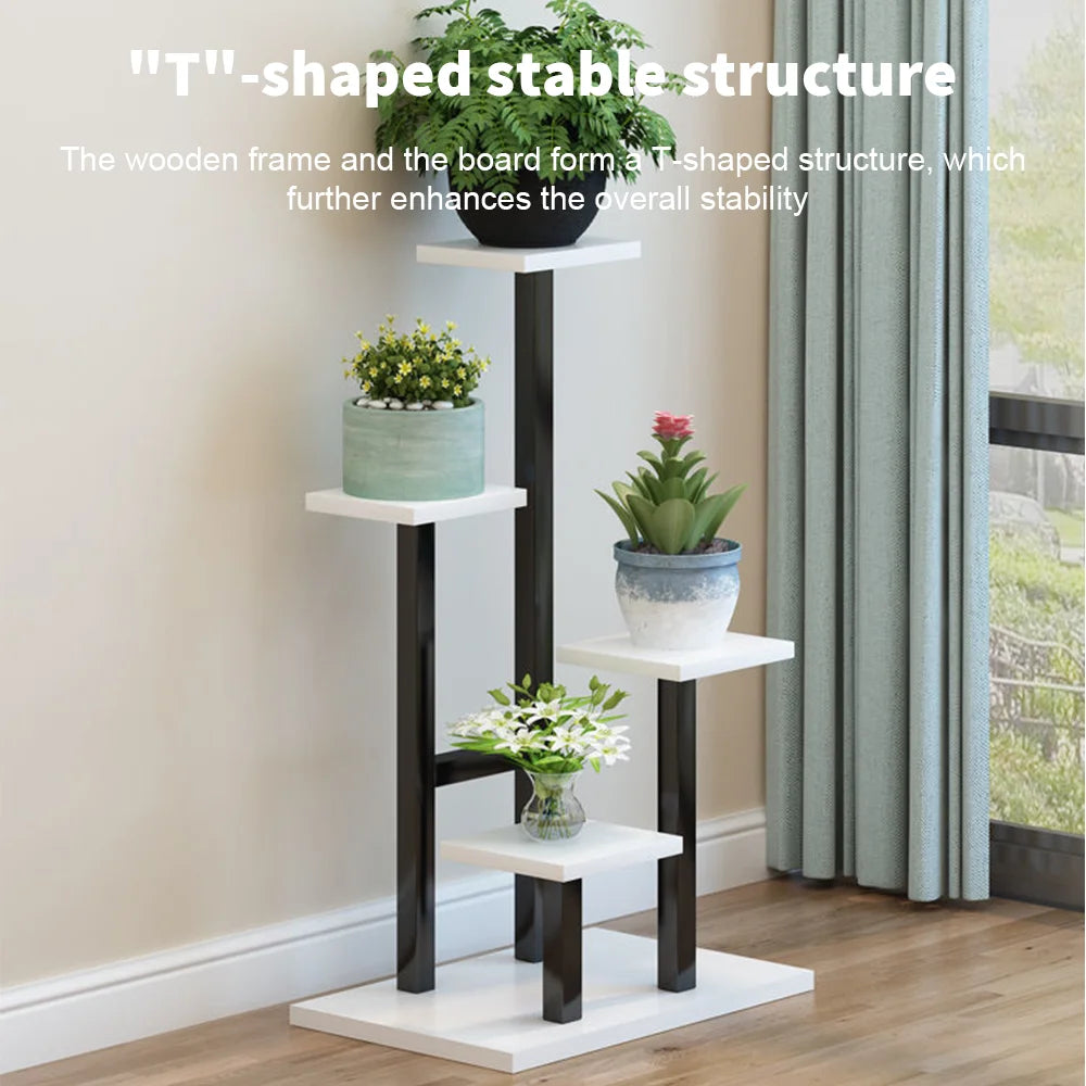 4 platform Iron Flower Stand, 4 Layers Stand Storage Shelf, Iron Art Minimalist Assembled Flower Rack, Size 84*35*24cm