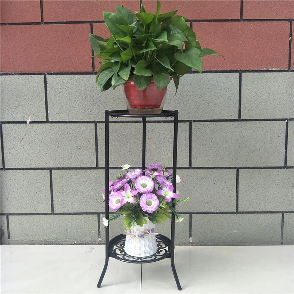 Retro 2-layer metal plant pot rack potted plant display stand balcony garden plant rack