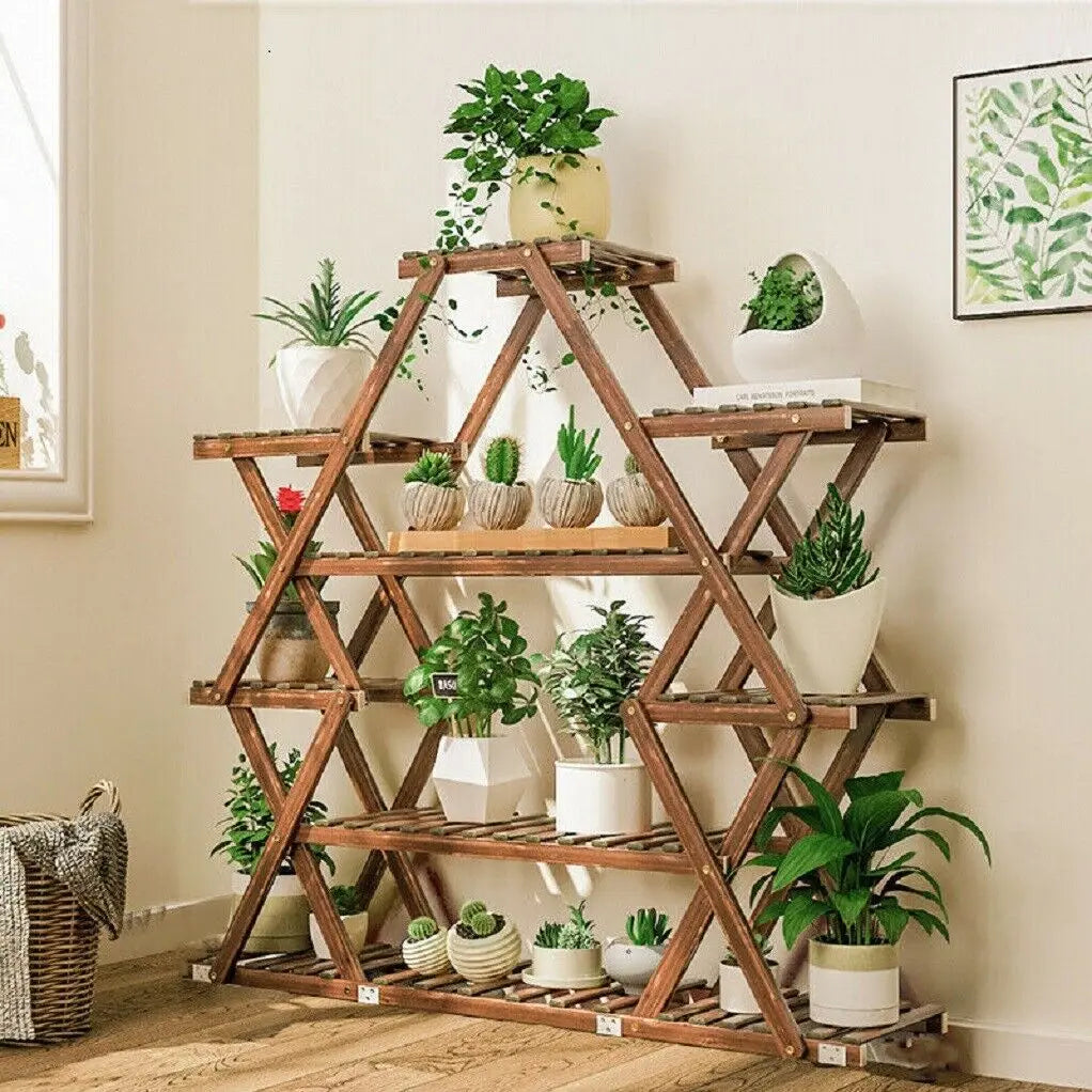 Large Wood Plant Stand Garden Shelves Flower Display Rack for Indoor Outdoor