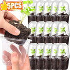 5Pcs Seedling Nursery Pots Transparent Pastic Flower Plant Seed Stater Cup with Cover Garden Mini Flowerpot Humidity Dome