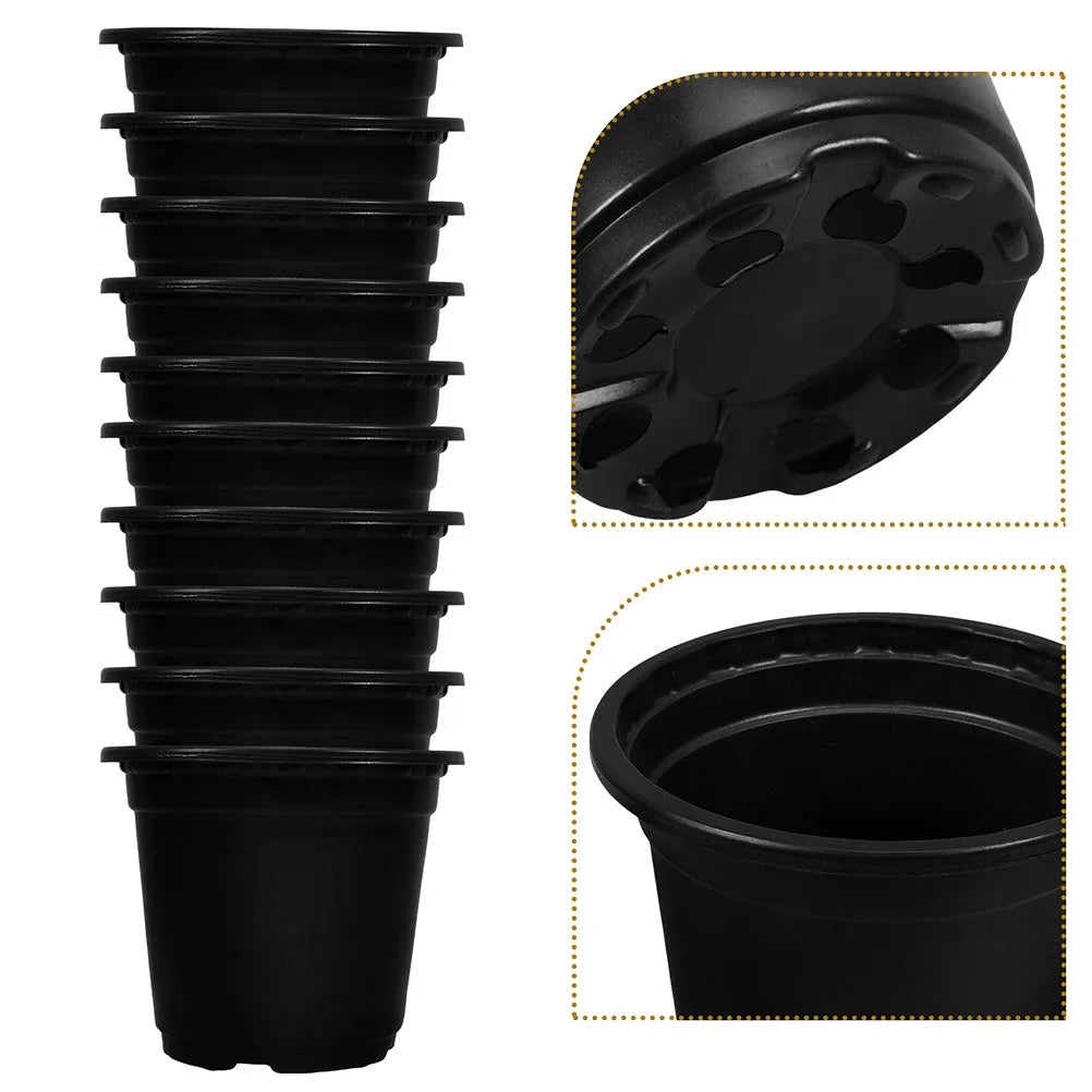 50pcs Black Flower Pots Small Plastic Nursery Pots For Plants With Drainage Ideal For Succulents Seedlings Garden Use