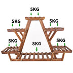 Carbonized Triangle 6 Tiered Corner Wood Plant Stand Flower Pot Display Shelf Rack Indoor Outdoor