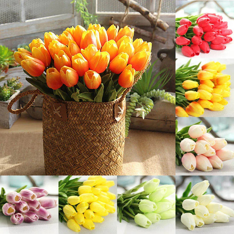 5/10/20Pcs Artificial Tulips Flowers Real Touch Latex Fake Flower Bouquet Wedding Party Home Decor DIY Bridal Bouquet