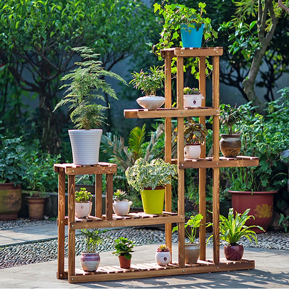 【Lifeideas】Rustic Large Multi-Tiered Wooden Plant Stand