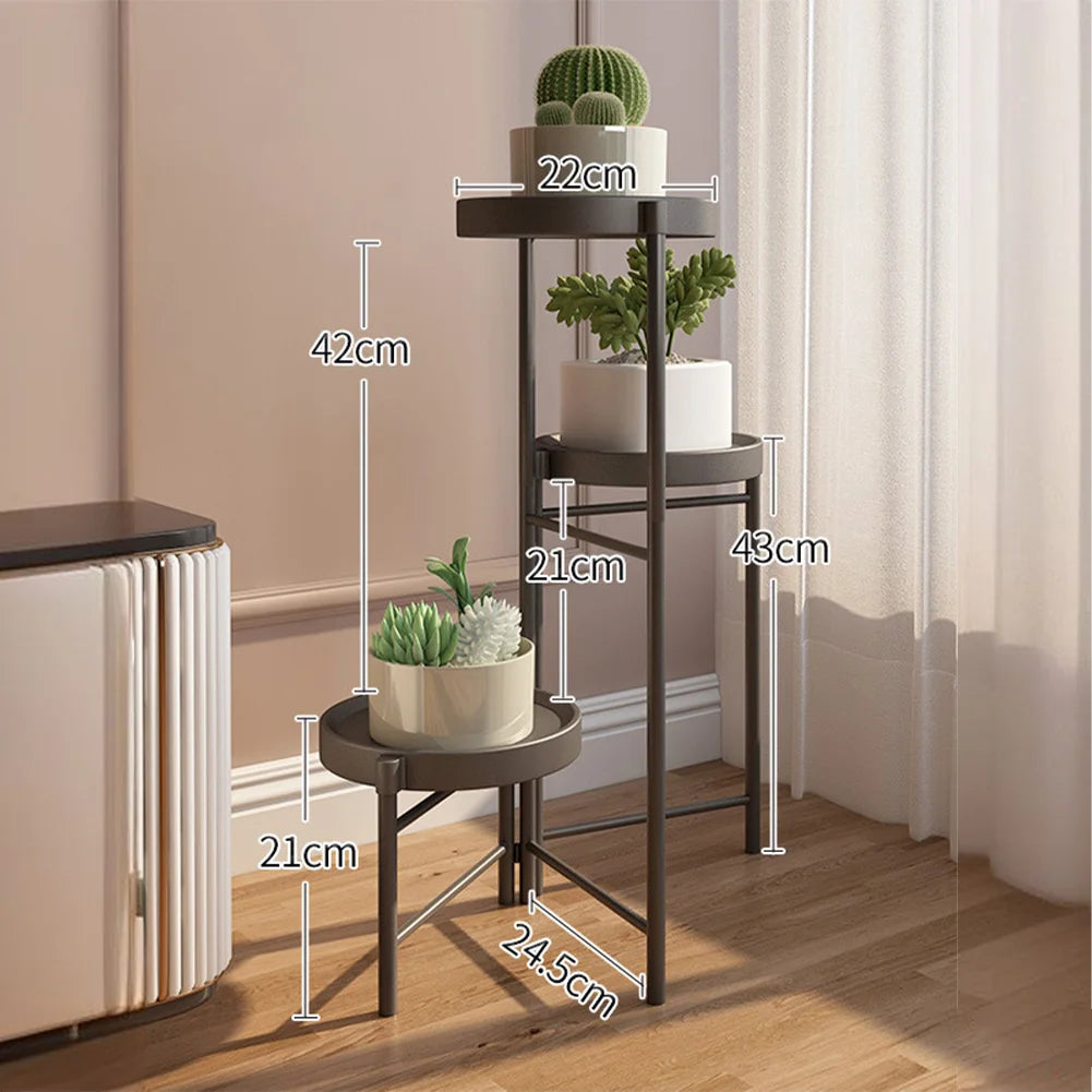 Metal Potted Plant Stand Foldable Multi-Tier Flower Shelf With Detachable Trays Display Rack For Corner Porch Garden Balcony
