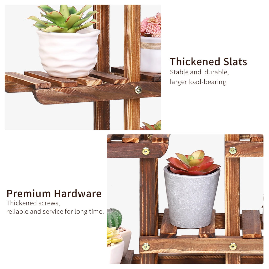 Multi Tier Solid Pine Wood Plant Stand Holder Indoor Outdoor Flower Pot Succulent Rack Display Storage Shelf