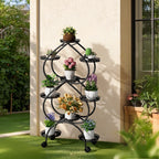 6-Tier Metal Plant Stand Heart-shaped Flower Stand Rack with Wheels for Indoor Outdoor Multiple Plants Shelf Rack