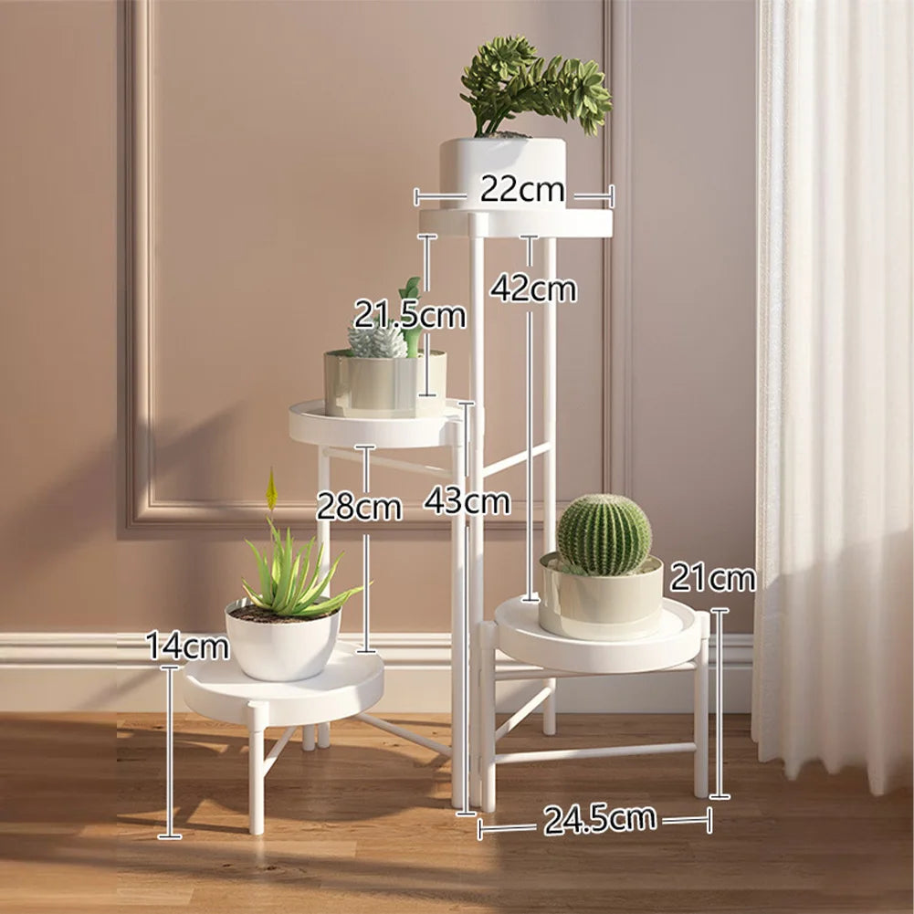 Metal Potted Plant Stand Foldable Multi-Tier Flower Shelf With Detachable Trays Display Rack For Corner Porch Garden Balcony