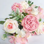 7 Heads Artificial Flowers Silk Peony Rose Hydrangea Bouquet Home Decorations Party Wedding Bride Fake Plants