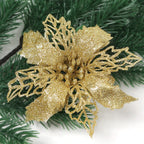 5/10Pcs 11cm Christmas Decoration Glitter Artifical Flowers Xmas Tree Wreath  Ornaments for Home New Year 2026 Decor Accessories
