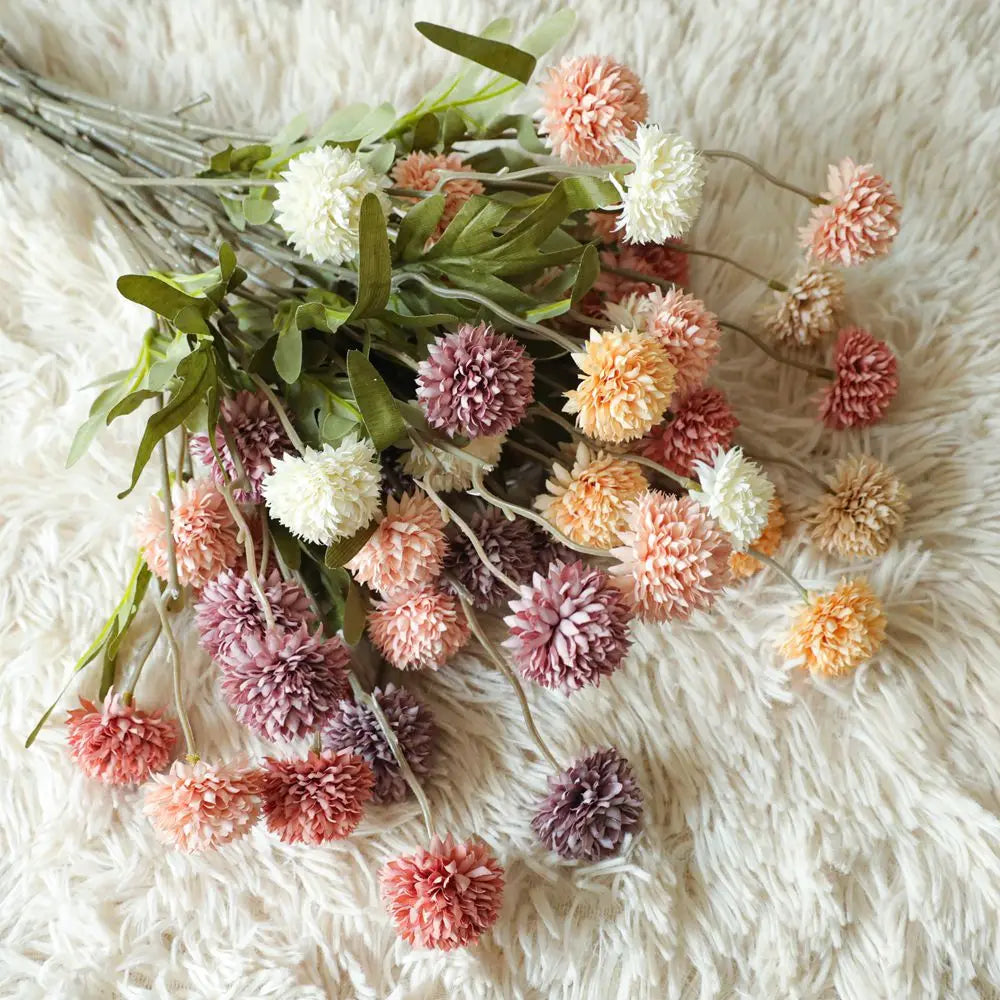 5 Heads Dandelion Artificial Flowers Bridal Bouquet Wedding Home Party Decor Flower Arrangement Christmas Decoration Hydrangea