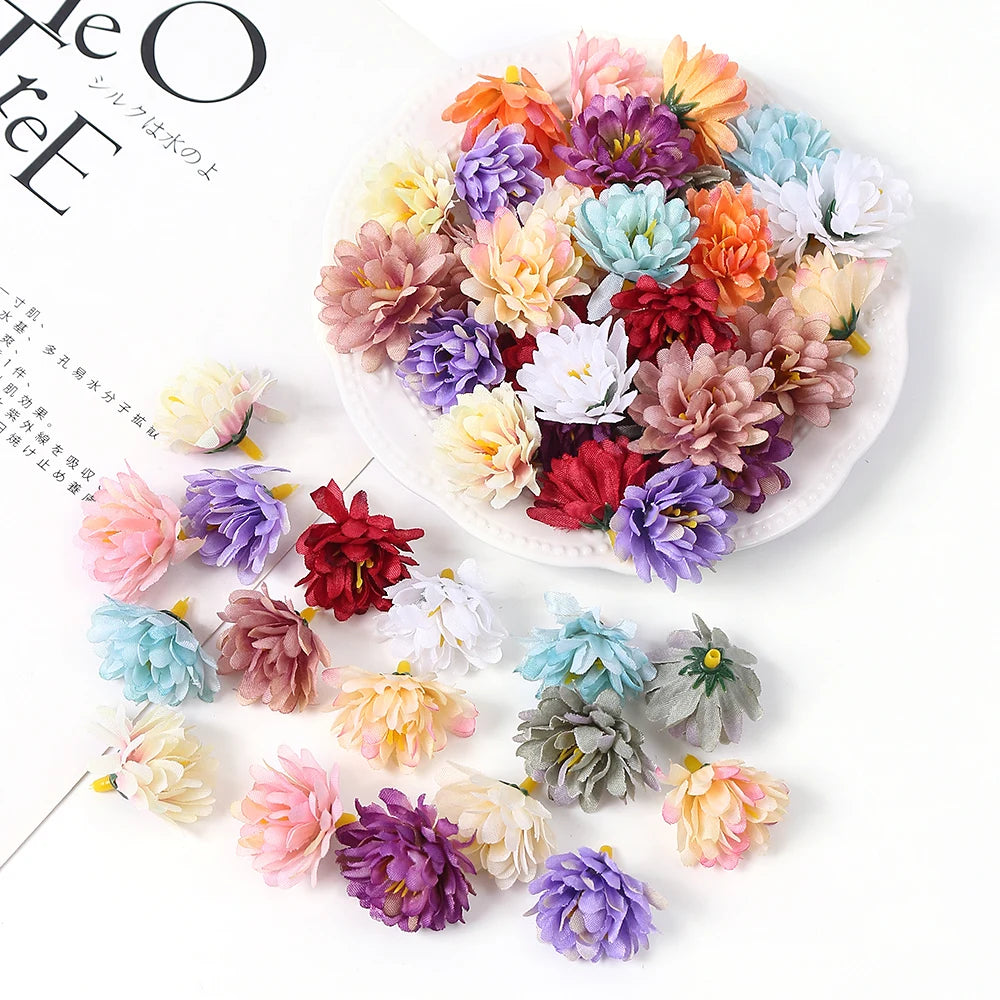 10/20/50Pcs Artificial Rose Mini Silk Flower Heads Simulated Flower Home Room Decoration DIY Wreath Accessories Wedding Decor