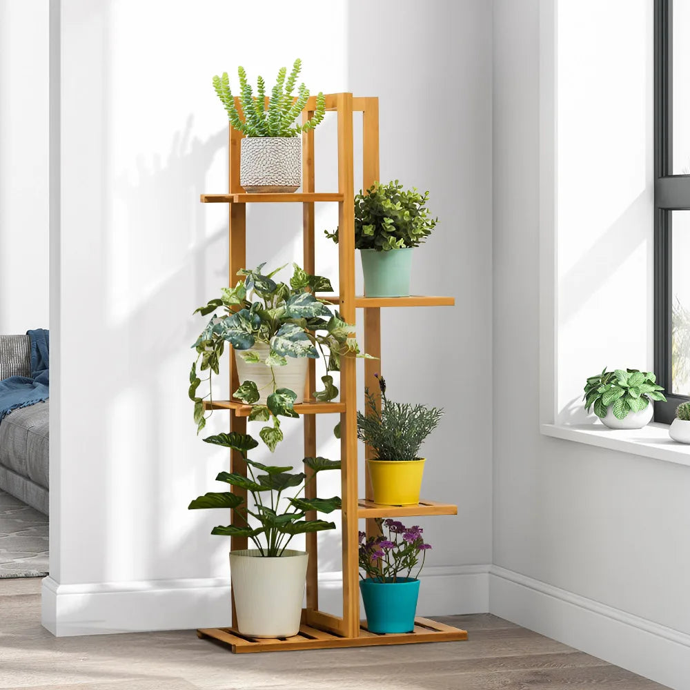 Wooden multi-layer flower pot rack, potted plant display rack, multi-functional storage rack