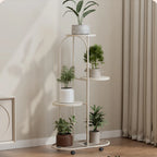 4/5 Tier Plant Shelf Metal Plant Holder Flower Pot Stand Display Storage Rack with Wheels for Garden Corner Balcony