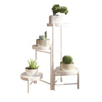 Metal Potted Plant Stand Foldable Multi-Tier Flower Shelf With Detachable Trays Display Rack For Corner Porch Garden Balcony