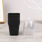 5Pcs Square Small Flower Pot Nursery Pot With Humidity Dome Transparent Gardening Pot Square Flower Starting Pots