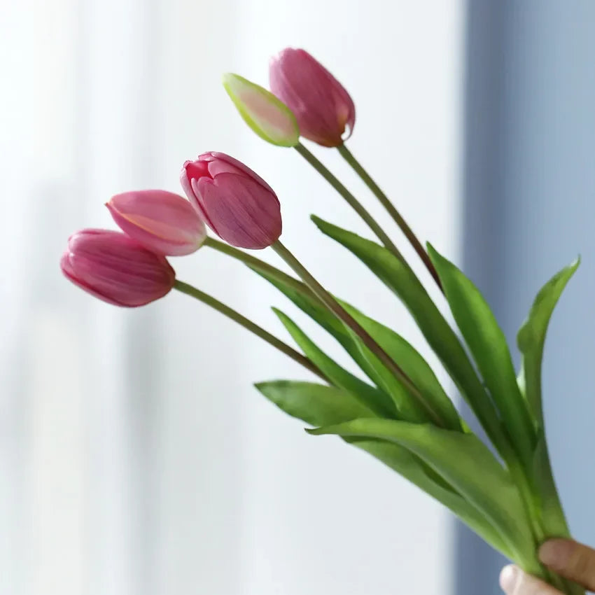 1/3/5PCS Tulips Artificial Flowers Real Touch Flowers Tulip Bouquet Decor Fake Tulips Flower for Home Wedding Decorations